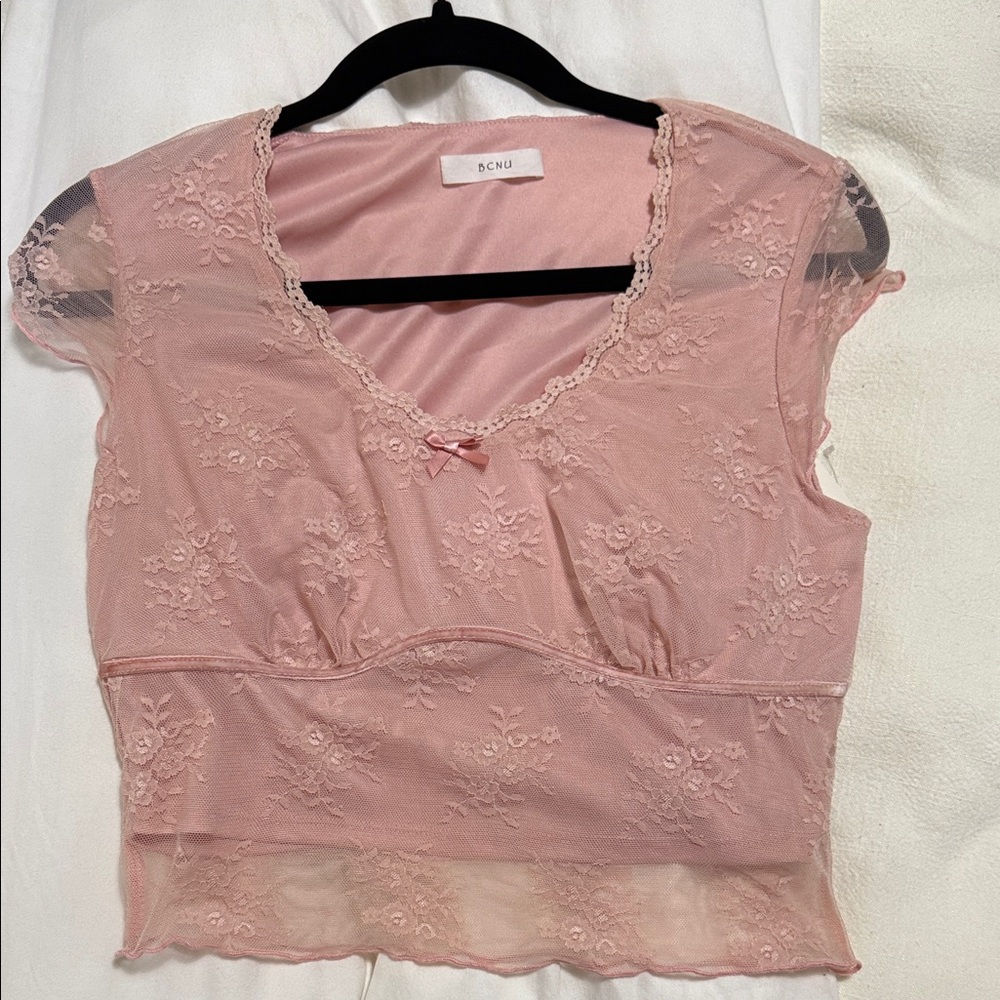 BCNU Pink Lace Top